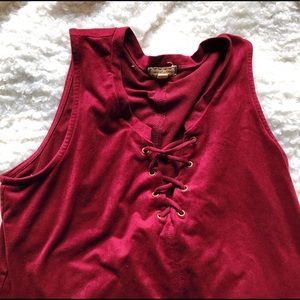 Super soft, red suede dress